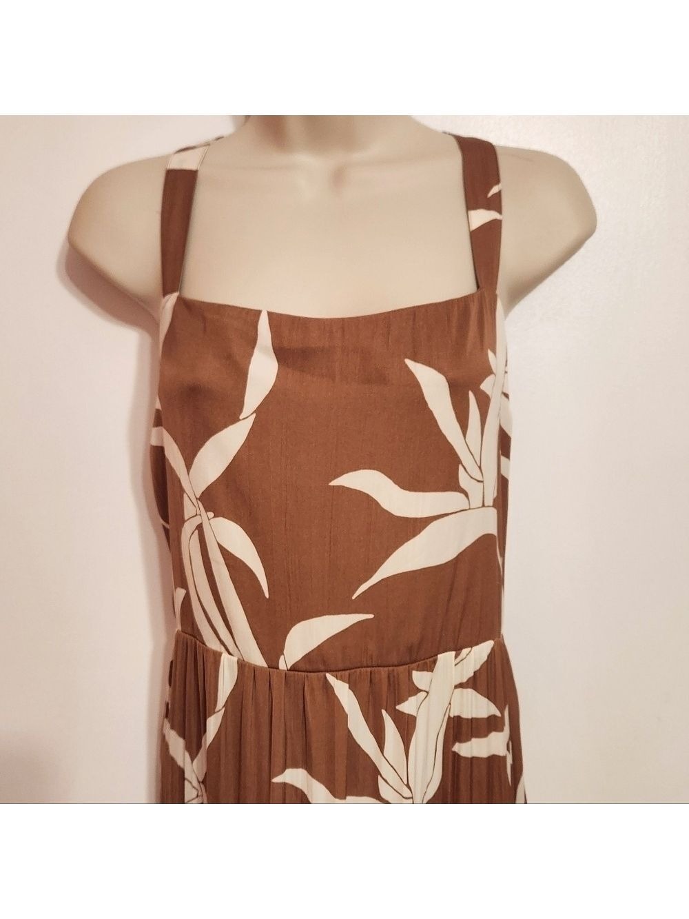 Sanctuary Brown Beige Floral Maxi Strappy Summer Dress Size 12 - Picture 3 of 12